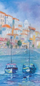 Art Vasiljeva fine art paintings and prints - painting of Italy coastal town